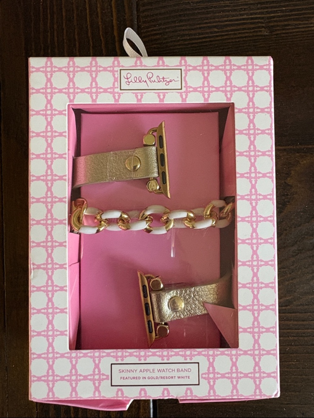 NWT Lilly Pulitzer Gold and White Chain Apple Watch Band